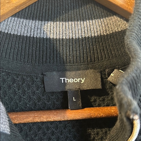 Theory Black Textured Men's Zip-Up Sweater - Picture 2 of 7